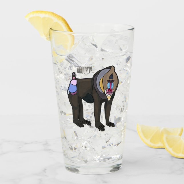 Copo De Pint Ilustração de desenho animado Mandrill (Gelo frontal)