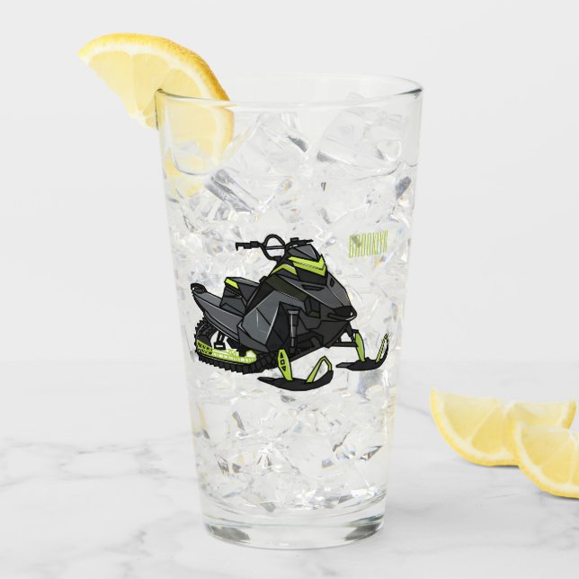 Copo De Pint Ilustração de desenho animado Snowmobile (Gelo frontal)