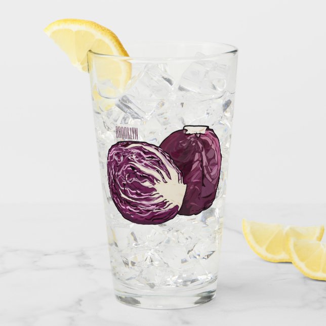 Copo De Pint Ilustração de desenho de repolho vermelho (Gelo frontal)