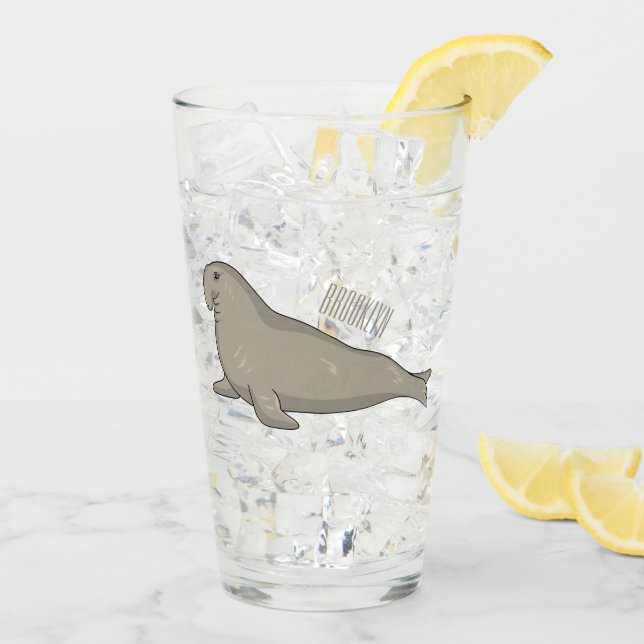 Copo De Pint Ilustração de desenho do selo elefante (Gelo traseiro)