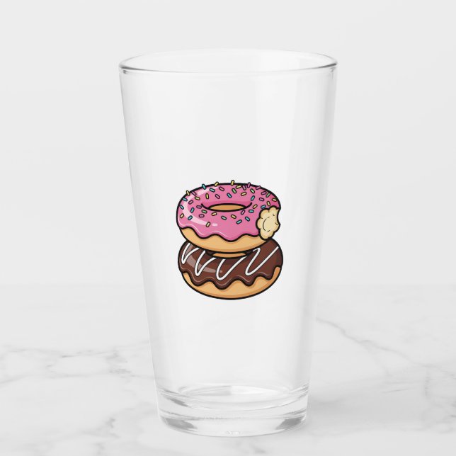 Copo De Pint Ilustração de Donuts Empilhados Kawaii Fofa (Frente)