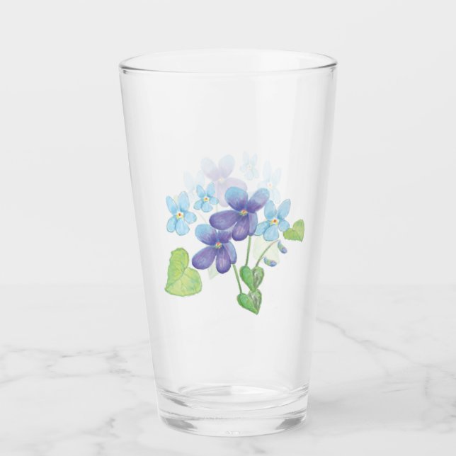 Copo De Pint Ilustração de Flores Violetas Selvagens (Frente)