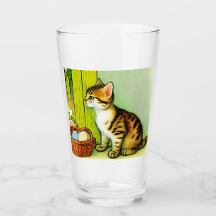 Copo De Pint Ilustração de Gato de Tabby de Vintage