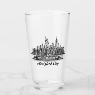 Copo De Pint Ilustração de Linha do Horizonte de Nova York