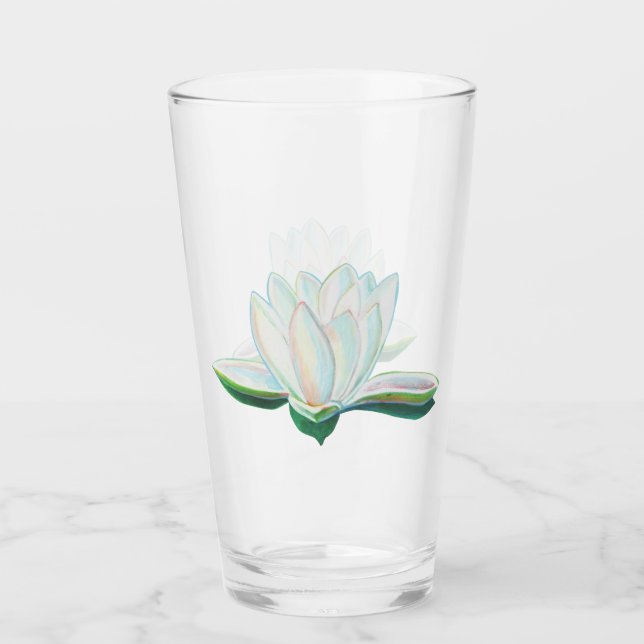 Copo De Pint Ilustração do Lotus Branco (Frente)