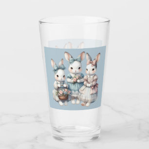 Copo De Pint Ilustração em Aquarela das Irmãs Coelhinhas da Cas
