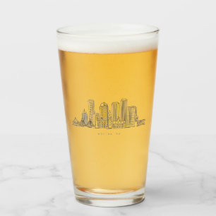 Copo De Pint Ilustração Minimalista do Skyline da Cidade de Bos