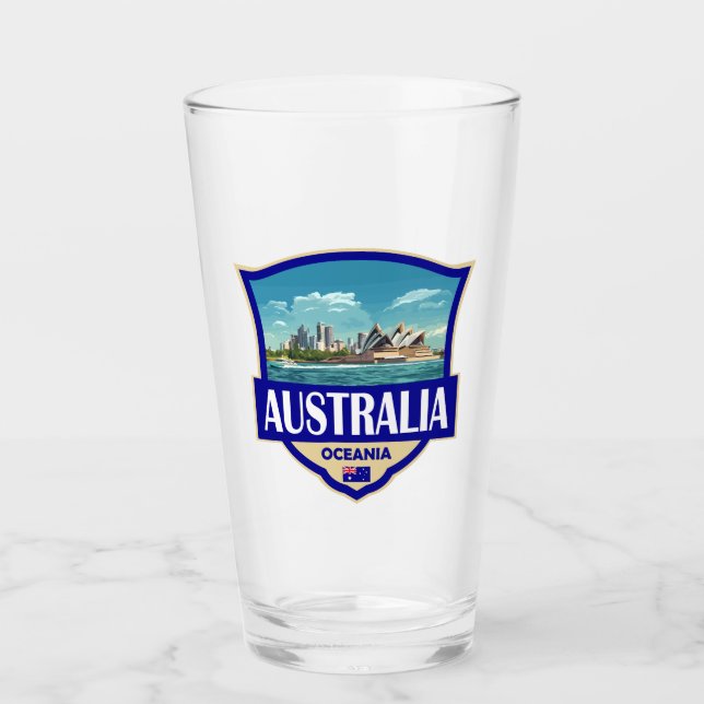 Copo De Pint Ilustração Retro Badge Austrália (Frente)