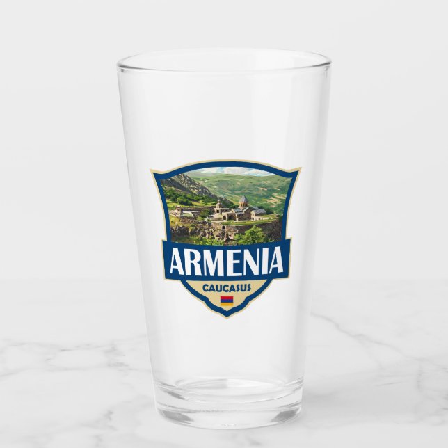 Copo De Pint Ilustração Retro Badge da Armênia (Frente)