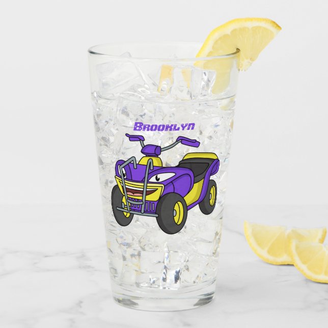 Copo De Pint Imagem de desenho animado de bicicleta Quad Roxo (Gelo traseiro)