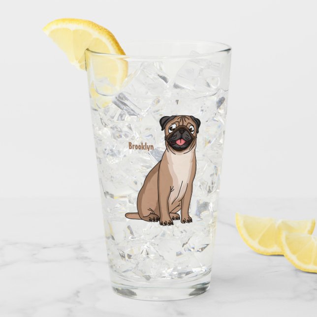 Copo De Pint Imagem de desenho animado de cachorro feliz e engr (Gelo frontal)