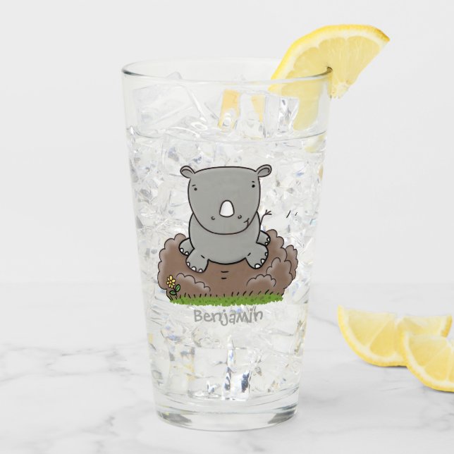 Copo De Pint Imagem de desenho animado do bebê rhino bonito (Gelo traseiro)