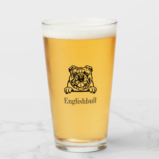 Copo De Pint Inglês Buldogue Glass Tumbler (Frente (Preenchido))