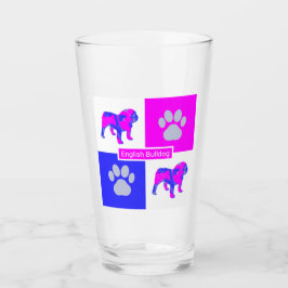 Copo De Pint Inglês Buldogue Silhout Cog & Paw Pink / Azul