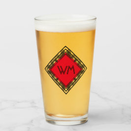 Copo De Pint Iniciais Personalizadas Deco Chic Vermelho Preto e