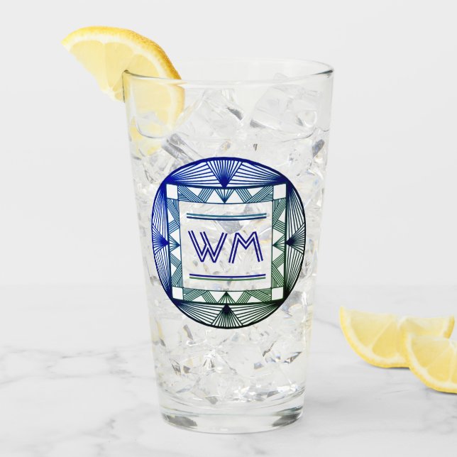 Copo De Pint Iniciais Personalizadas Deco de Arte Chic Elegante (Gelo frontal)