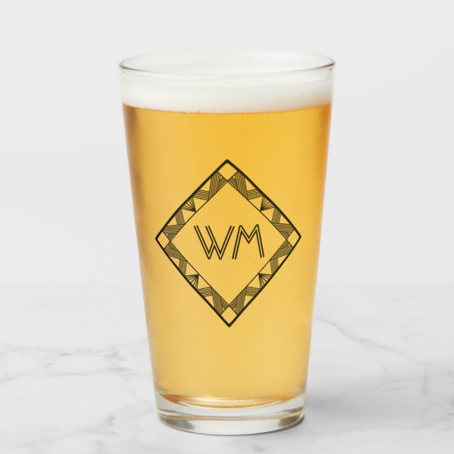 Copo De Pint Iniciais Personalizadas Deco de Arte Chic Preta El (Frente (Preenchido))