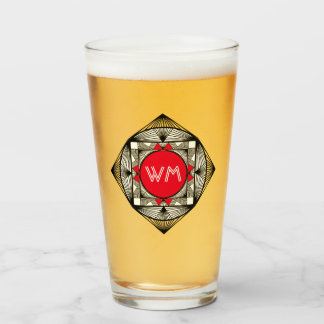 Copo De Pint Iniciais Personalizados Deco de Arte Vermelha Pret
