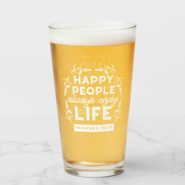 Copo De Pint Inspirational Christian Quote from Proverbs 15:15 (Frente (Preenchido))