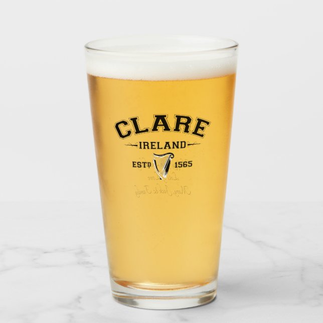 Copo De Pint Irish County Clare Ireland Texto Personalizado (Frente (Preenchido))