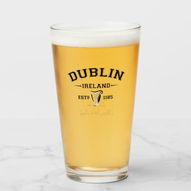 Copo De Pint Irish County Dublin Irlanda Texto Personalizado (Frente (Preenchido))
