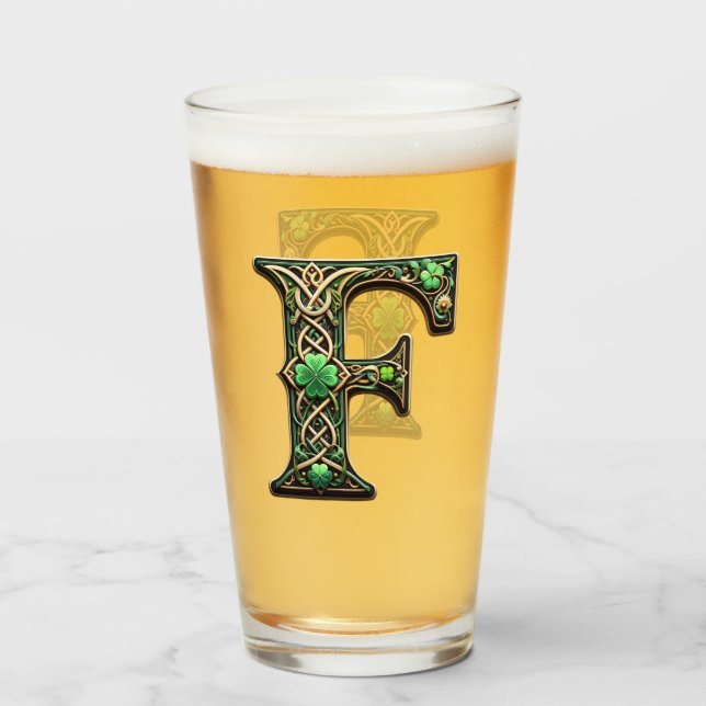 Copo De Pint Irish F Monogram Pint Glass (Frente (Preenchido))