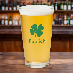 Copo De Pint Irish Green Clover Personalizado Monograma Beer