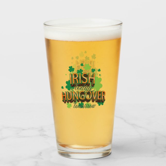 Copo De Pint Irish Hungover Engraçado (Traseira (Preenchido))