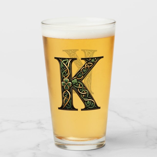 Copo De Pint Irish "K" Monogram Pint Glass (Frente (Preenchido))