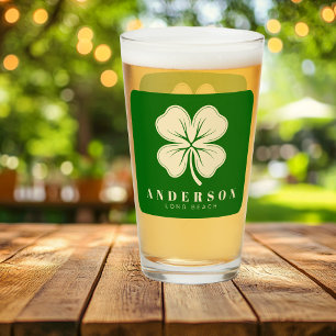 Copo De Pint Irish Lucky Four Folheto com Nome Verde