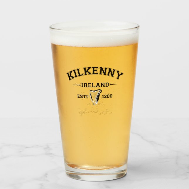 Copo De Pint irlandês County Kilkenny Irlanda Texto Personaliza (Frente (Preenchido))