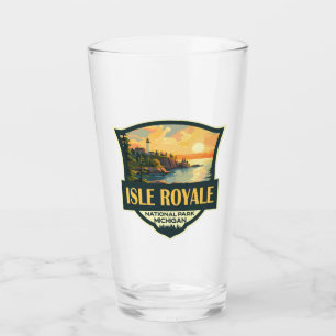 Copo De Pint Isle Royale National Park Ilustration Retro Crachá