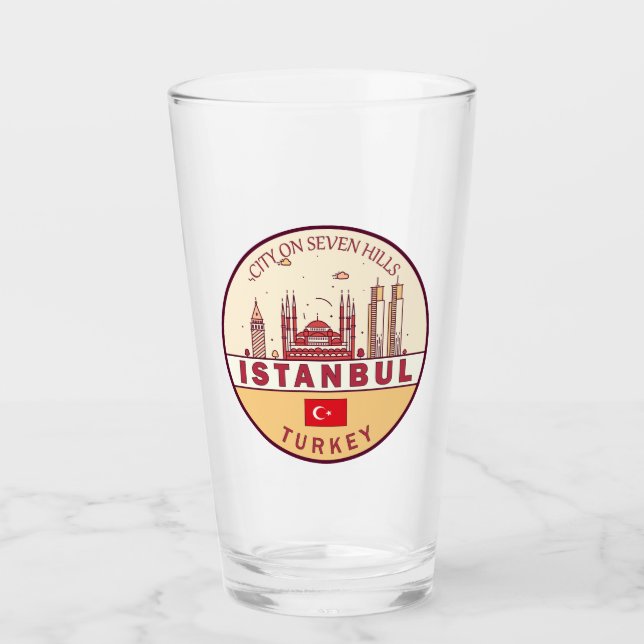 Copo De Pint Istambul Turquia Cidade Skyline Emblem (Frente)