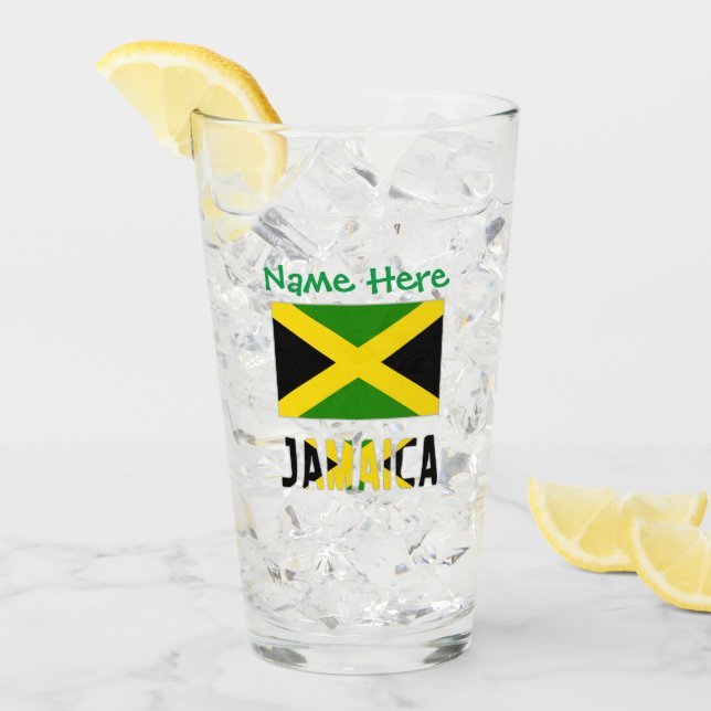 Copo De Pint Jamaica Jamaican Flag Green Personalization Drink (Gelo frontal)