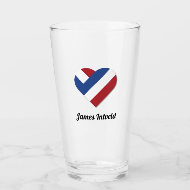 Copo De Pint James Intveld com a bandeira do coração dos Países (Frente)