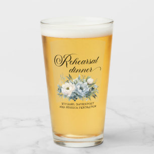 Copo De Pint Jantar de Ensaios Floral Branco Azul Empoeirado