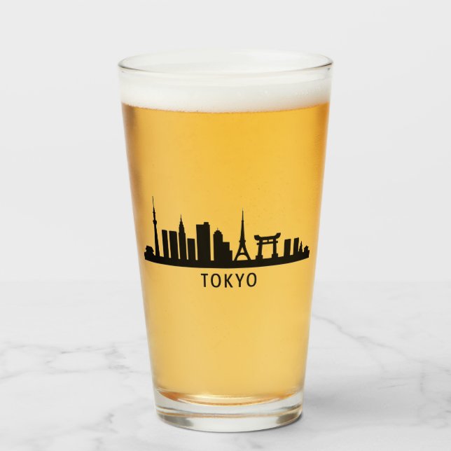 Copo De Pint Japan Cityscape Travel | Tokyo Skyline Silhouette (Frente (Preenchido))