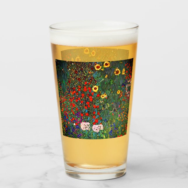 Copo De Pint Jardim Flor Gustav Klimt (Frente (Preenchido))