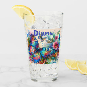 Copo De Pint Jardim Floral de Borboleta de Aquarela Personaliza