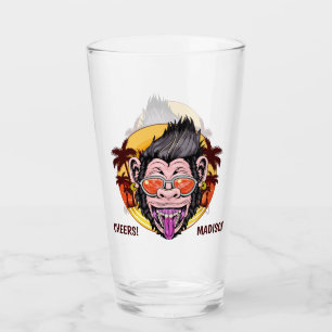 Copo De Pint Jato de vidro com nome personalizado do Beach Monk