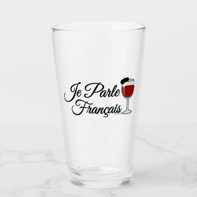 Copo De Pint Je Parle Francais falo vinho francês beret (Frente)