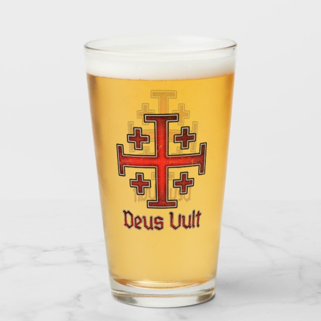 Copo De Pint Jerusalem Cavaleiro Templário Cruzador Cruzado Deu (Frente (Preenchido))
