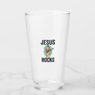 Copo De Pint Jesus Rocks Guitar Entalhe Cristão Vintage Des