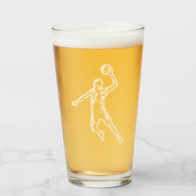 Copo De Pint Jogador de basquete Slam Dunk Light Design (Frente (Preenchido))