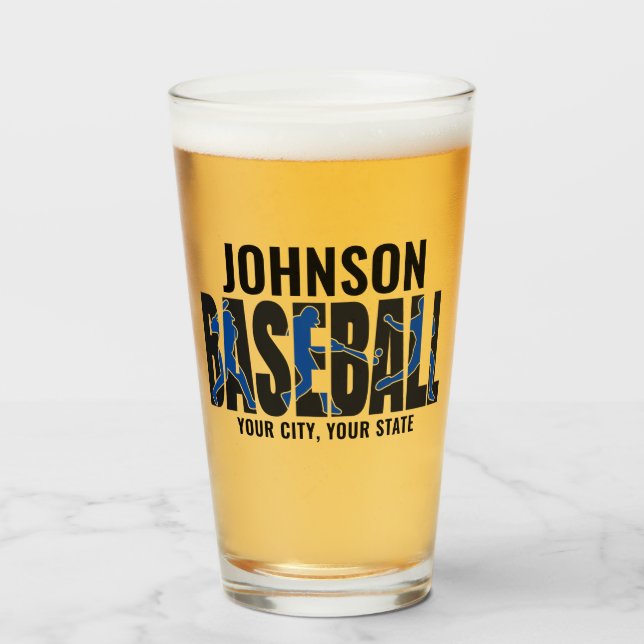 Copo De Pint Jogador de Jogo de NOMES ADD da Equipe de Baseball (Frente (Preenchido))