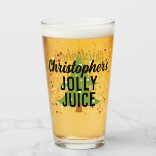Copo De Pint Jolly Juice Engraçado Nome Personalizado de Natal 