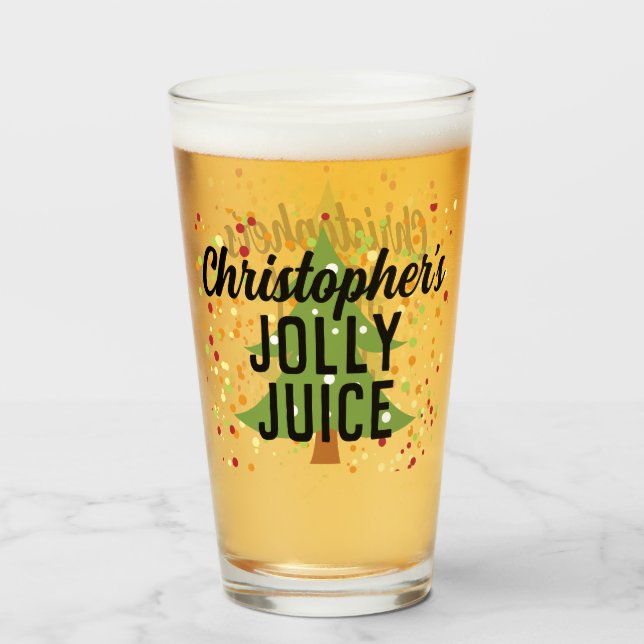 Copo De Pint Jolly Juice Engraçado Nome Personalizado de Natal  (Frente (Preenchido))