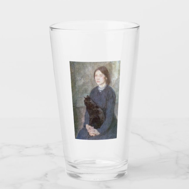 Copo De Pint Jovem Segurando um Gato Negro (por Gwen John) (Frente)