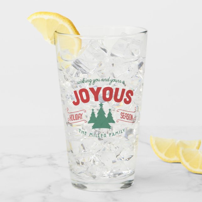 Copo De Pint Joyous Holiday Season Fir Trees Red/Green ID580 (Gelo frontal)