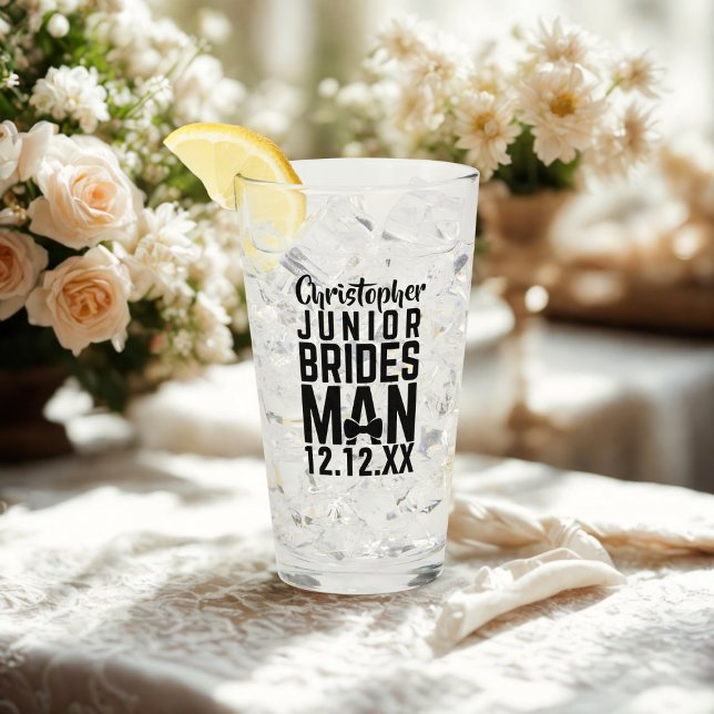 Copo De Pint Junior Bridesman Name Glass (Perfect wedding favor for your Junior Bridesman. Just add their name and your wedding date)